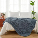 Esterra Chunky Knit Blanket Throw 50"x60", 100% Hand Knitted Chenille Throw Blanket, Cozy Soft Thick Cable Knit Throw Large Rope Knot Crochet Throw Blanket for Sofa Couch Bed, Blue Mirage by CozyNest Decor