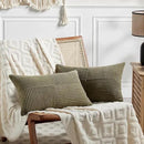 Fancy Homi 2 Packs Olive Green Long Lumbar Decorative Throw Pillow Covers 16x24 Inch for Couch Bed Sofa, Rustic Farmhouse Boho Home Decor, Soft Striped Corduroy Rectangle Accent Cushion Case 40x60 cm by CozyNest Decor