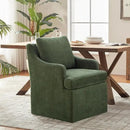 VKNOW Upholstered Dining Chairs Set of 2, Modern Kitchen Chair Dinner Chairs with 4 Casters, Linen Armchair for Bedroom Reading Room, Green by CozyNest Decor
