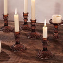 12Pcs Amber Candlestick Holders Set- 4" H Taper Candle Holders Bulk, Glass Candle Holders for Wedding, Party, Fall Dinner Table Centerpieces, Festival Gifts & Windowsill Decor by CozyNest Decor