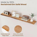 Floating Shelves for Wall Decor, Rustic Solid Elm Wood Live Edge Floating Shelves Wall Mounted, Wall Shelves with Invisible Bracket for Living Room Bathroom Bedroom Kitchen, 55 Inch, Natural by CozyNest Decor