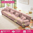 Modular Sectional Sofa Cloud Couch 4-Seater Deep Seat Sofa Couch, Oversized Couch Bed Sectional Couch with Round Bolster Armrests 6 Pillows, Modern Sofa Chair Comfy Couch(Pink) by CozyNest Decor