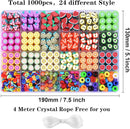 1000PCS Polymer Clay Beads Bracelet Making kit, 24 Style Cute Fun Beads Fruit Beads Charms for Jewelry Necklace Earring Making DIY Accessories for Women Girls by TinyTreasures Baby Boutique