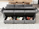 Belffin Terry Fabric Modular Sectional Sleeper Sofa Bed with Storage Convertible Sectional Couches for Living Room 6 Seaters Dark Grey Modular Sofa by CozyNest Decor