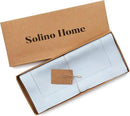 Solino Home Linen Light Blue Table Runner 132 Inches Long - 100% Pure Linen Extra Long Table Runner 14 x 132 Inch - Classic Hemstitch by CozyNest Decor