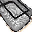 Portable Mesh Harvest Basket - Natural Bamboo Handle Foldable Organizer for Kitchen, Garden & Picnic | Ventilated Storage Bin with Rust-Proof Wire, Space-Saving Farmhouse Decor (Black) by GreenHaven Gardens
