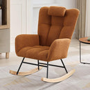 Nursery Rocking Chair,300Lb Glider Chair with Wood Legs/Two Side Pockets,Teddy Upholstered Glider Rocker with Padded Seat High Backrest for Living Room/Bedroom/Nursery by TinyTreasures Baby Boutique
