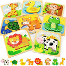 TOY Life Wooden Puzzles for Toddlers 2-4, Montessori Toys for 1 2 3 Year Old Toddler Boys Girls, Animals Jigsaw Puzzles, Educational Learning Toy Kids Puzzle, Best Gifts Toys for Baby Ages 1-3 2-4 by TinyTreasures Baby Boutique