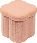 B FSOBEIIALEO Storage Ottoman Cube, Flowers Shaped Ottomans with Storage Foot Stool Footrest for Lving Room, Boucle Ottoman Seat for Dorm Room,Faux Teddy Fur, Orange 12.6"x12.6"x12.6" by CozyNest Decor