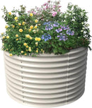 Olle 32" Tall, Raised Beds for Gardening Galvanized Raised Garden Beds Round Garden Bed Metal Flower Bed Outdoor, Backyard Garden Planter Box, Ivory by GreenHaven Gardens