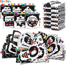 teytoy Baby Soft Cloth Book Set 6 PCS, Black and White High Contrast Baby Activity Crinkle Books for 0 3 6 9 12 Months Newborn Infants Babies Boys and Girls Early Educational Learning Toys by TinyTreasures Baby Boutique