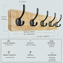 Dseap Coat Rack Wall: Patented, Heavy-Duty, 5-Double-Hooks Wooden Wall Mounted Coat Rack Coat Hanger Hook Rail for Winter Coats Hat Jacket Clothing, Light Brown by CozyNest Decor