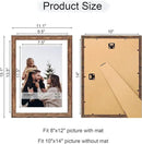 10x14 Picture Frame Set of 4, 10 x 14 Wood Photo Frames with Mat for 8x12 or 30x40cm Diamond Painting Art, Wooden Frame with Real Glass Cover for Wall and Tabletop Display,Rustic Brown by CozyNest Decor