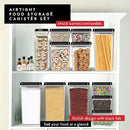 DWËLLZA KITCHEN Large Airtight Food Storage Containers - Clear Plastic Bulk Food Pantry & Kitchen Storage Containers for Flour, Sugar and Baking Supplies 4 Pcs. BPA-Free, Keeps Fresh & Dry (Black) by CozyNest Decor