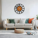 Maxstar Round Wall Clock for Living Room Decor Battery Operated Non Ticking Black Metal Wood Clocks for Home Living Room Garden Office Kitchen Decoration -20 inch by CozyNest Decor