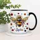 Hyturtle Personalized Floral Bee Mug - Bee Keeper Gifts For Women Lovers Teacher - Honey Gifts For Beekeeper Farmer On Birthday - Queen Honeycomb Decor - Custom Coffee Cup Ceramic Mug 11 Oz 15 Oz by CozyNest Decor