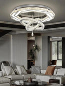 Flashing God Large Crystal Chandelier Dia 48" Silver Chandelier Flush Mount Ceiling Light for Bedroom Living Room Dining Room Hallway Dimmable 3 Rings LED Celing Lighting Fixtures by CozyNest Decor