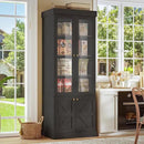 Vyre 71" Tall Farmhouse Bookshelves with Glass Doors, Set of 2 – Large Modular Bookcase with Adjustable Shelves, Storage Cabinet for Living Room, Kitchen, Home Office, Black by CozyNest Decor