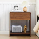 Fluted Nightstand with Charging Station, Mid Century Modern Bed Side Table End Table with Drawer Storage, Large Wooden Night Stands Bedside for Bedroom Living Room Sofa Office, Walnut by CozyNest Decor
