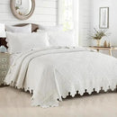 MarCielo 3-Piece 100% Cotton Oversized Bedspread Lightweight Quilt Coverlet Embroidery Farmhouse Bedding Set (TK White, Oversized Queen (100"x106")) by CozyNest Decor