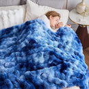 NEWCOSPLAY Faux Fur Throw Blanket Indigo Luxury Fluffy Thick Warm Bubble Blanket for Couch Sofa Bed 700GSM (Indigo, Throw(50"x60")) by CozyNest Decor