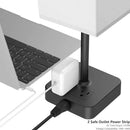 Bedside Table Lamp with Touch Control & USB C+A Charging Ports LED Desk Lamp with 2 AC Outlets, Minimalist Nightstand Light with Black Fabric Shade for Bedroom, Living Room, Office, White by CozyNest Decor