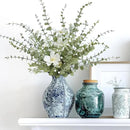 48Pcs Faux Eucalyptus Stems, 15" Artificial Eucalyptus Plants with White Frosted Coating, Fake Eucalyptus Decor Plastic Greenery Leaves for Wedding Bouquets Home Decor DIY Floral Arrangements by CozyNest Decor