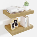 Fun Memories Floating Shelves for Wall - 10 x 16 Floating Shelf - Rustic Wood Storage Shelf - Wall Shelves with Invisible Bracket - 16" Bookshelves for Living Room & Bedroom - Oak - Set of 2 by CozyNest Decor