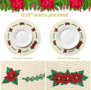 Whaline 4Pcs Round Christmas Flower Placemats Embroidered Xmas Poinsettia Place Mats Decorative Dinner Table Mats for Holiday Party Decor by CozyNest Decor