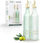 COOK WITH COLOR Glass Olive Oil Bottle Dispenser - 2 Pack- 17oz Oil and Vinegar Cruet - Olive Oil Carafe Decanter for Kitchen by CozyNest Decor