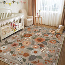 Floral 5x7 Area Rug Machine Washable Soft Print Boho Carpet Non Slip Doormat Low Pile Flower Area Rugs for Living Room Bedroom Nursery Kitchen Dining Room Indoor-Brown/Brick by TinyTreasures Baby Boutique