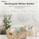Large Rectangular Handwoven Wicker Basket - Natural Water Hyacinth Storage Baskets with 2 Built-in Handles - Ideal for Towel, Blankets, and Home Organizer & Decor - 16.5"x13"x7.50" - Brown by TinyTreasures Baby Boutique