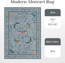 5x7 Washable Area Rug with Insect Print - Bug Rug Non-Shedding Stain Resistant Soft Carpet for Bedroom, Low Pile Ultra-Thin Machine Washable Carpet for Dining Room, Kids Nursery, Office (5'x7' Blue) by TinyTreasures Baby Boutique