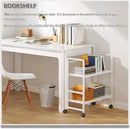 4NM 2 Tiers No-Assembly Folding Bookshelf with Wheels, Portable Rolling Storage Bookcase & Compact Side Table for Living Room, Bedroom, Kitchen, Bathroom (All White) by CozyNest Decor