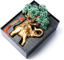 Green Aventurine Crystal Money Tree on Gold Elephant Statue, 17”Large Gemstone Bonsai Tree of Life Home Décor Gifts for Wealth Positive Energy, Feng Shui Décor by GreenHaven Gardens