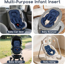 Infant Car Seat Insert for Newborn Girls Boys, Summer Mesh Baby Carseat Head Support with Strap Pads, Soft Reversible Baby Car Seat Insert Cushion Pad for Car Seat, Stroller, Bouncer, Swing, Blue by TinyTreasures Baby Boutique