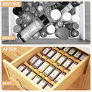 24 Spice Jars with Spice Drawer Organizer, 355 Spice Labels, 4 Pack Expandable From 11'' to 21'' Acrylic Spice Rack for Drawer, Seasoning Containers Storage Organization for Kitchen Cabinet Countertop by CozyNest Decor