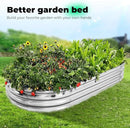 Galvanized Raised Garden Bed Kit, Oval Large Metal Planter Box, Sturdy and Durable, Garden Boxes Outdoor Raised for Vegetables, Fruits, Flowers and Herbs, 8x4x1ft (Silver) by GreenHaven Gardens