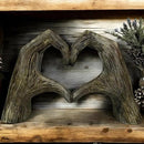 Top Brass Large Rustic Heart Hands Sculpture, 9 3/4” Resin Love Statue – Romantic Decor Accent for Shelf or Mantel – Perfect for Wedding, Valentine's Day or Anniversary (Rustic Wood Grain) by CozyNest Decor