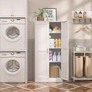 Kitchen Cabinet Storage,60”Metal Pantry Cabinet with Doors and 3 Adjustable Shelves,Food Pantry Cabinets with 2 Gold Handles,White Tall Storage Cabinet for Livingroom,Pantry,Bathroom,Kitchen by CozyNest Decor