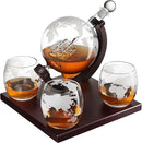 Whiskey Decanter Globe Set for Men with 4 Glasses, Bourbon, Rum, Scotch, Crystal Clear Decanter Sets - Whiskey Gifts for Men Dad Him (Globe Decanter) by CozyNest Decor
