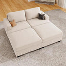 Nolany Corduroy Sectional Couch with Storage Ottoman, Sleeper Sectional Sofa, Modular Sectional Couches for Living Room, Beige by CozyNest Decor