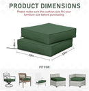 Patio Chair Cushions 19 X 19 X 4 Inch Waterproof Outdoor Seat Cushions for Patio Furniture, Outdoor Sofa Couch Pads with Ties & Handle, Set of 2, Green by GreenHaven Gardens