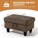 Ottoman Rectangular Storage Ottoman Bench, Flannel Footrest Stool Footstool with Lid for Living Room, Bedroom, Entryway, Dark Brown, 28.5"x19"x17.5" by CozyNest Decor