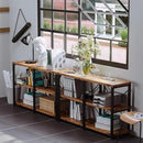 IRONCK Rustic Entryway Console Table, Long Hallway Table 47 in 3-Tier, TV Stand Entertainment Center Media Stand for Living Room, Industrial Style, Vintage Brown by CozyNest Decor
