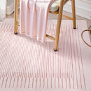 Wonnitar Washable Striped Living Room Area Rug 5x7, Non-Slip Berber Stripe Pink Area Rugs for Bedroom Girls, Low Pile Soft Large Throw Carpet for Kids Nursery Room (Pink,5' x 7') by CozyNest Decor