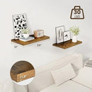 24" Floating Shelves for Wall, 12" Deep Slim Rustic Brown Floating Shelves, Wall-Mounted Shelves for Bedroom, Living Room, Kitchen, Bathroom - Set of 2 by CozyNest Decor