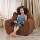 Comfy Toddler Chair, Cuddly Sherpa Teddy Bear Kids Sofa, High Back Kids Reading Chair for Boys and Girls, Brown by CozyNest Decor