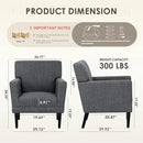 COLAMY Accent Chair Set of 2 for Living Room, Modern Upholstered Fabric Accent Armchair with Back, Soft Single Sofa Chair with Arms for Bedroom/Office/Reception Room, Dark Grey by CozyNest Decor