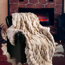 BATTILO HOME Ruched Luxurious Soft Beige Faux Fur Throw Blanket Fuzzy Plush Elegant with Reversible Mink Blanket for Sofa,Chair, Couch, Living Room, Home Decorative Blanket Tie dye (Beige, 50"x60") by CozyNest Decor